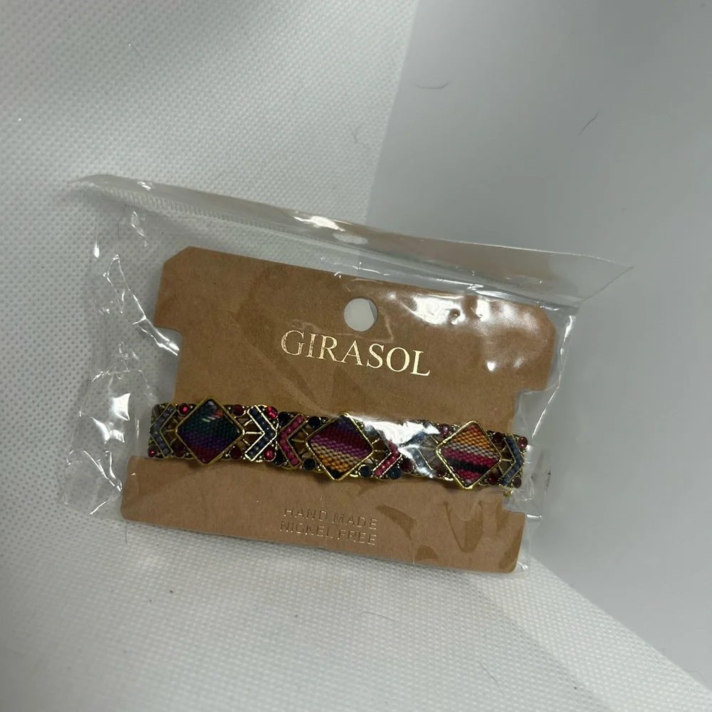 Girasol Multicolor Woven Beaded Bracelet - Gold Accents‎